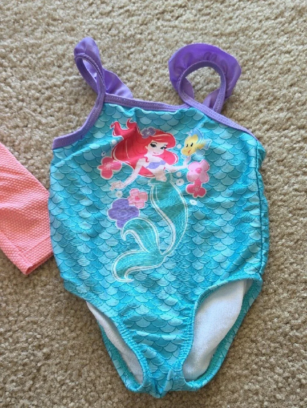 Old Navy Pink Long Sleeve Ruffle Baby One Piece Swimsuit Disney Ariel Bundle